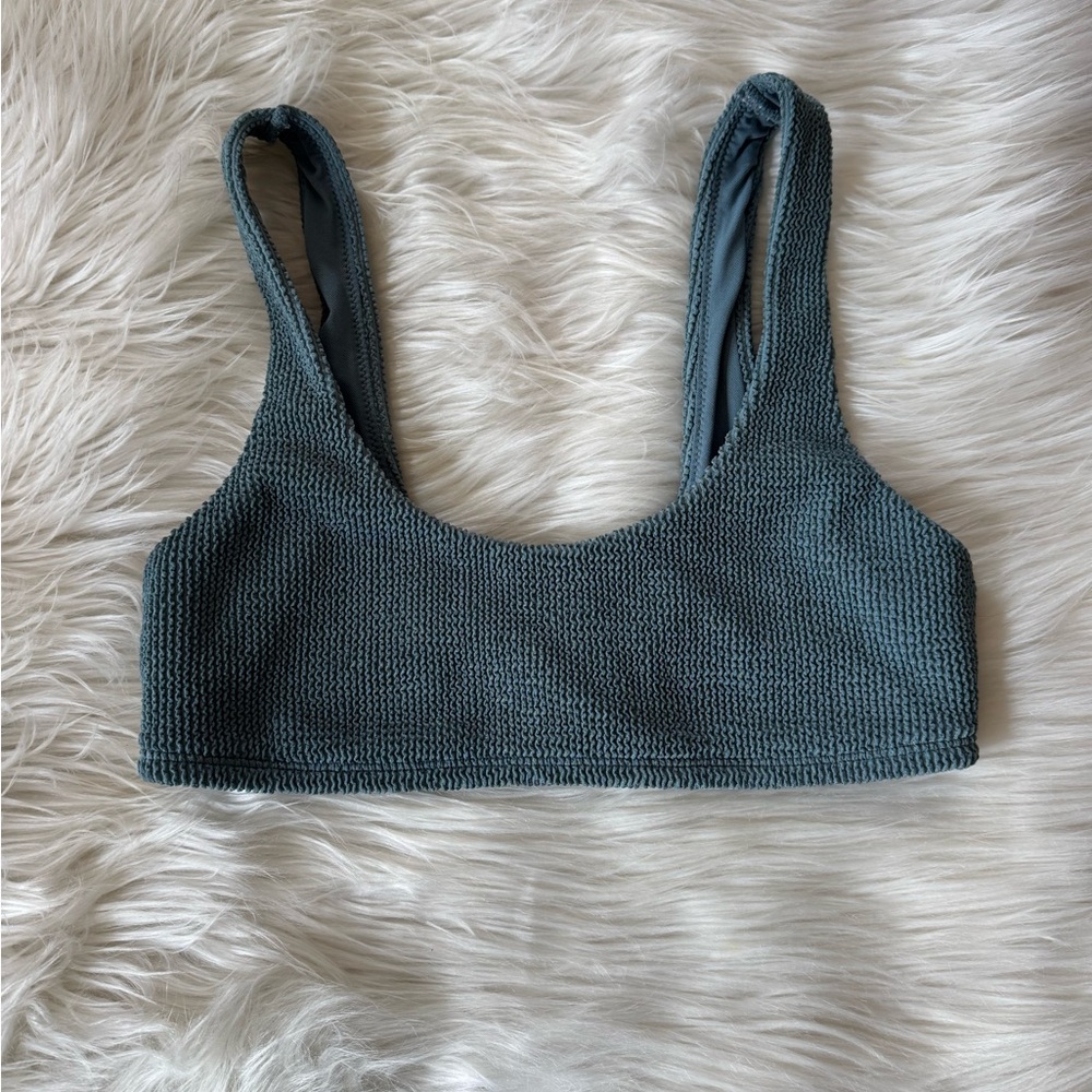 Hollister Textured Bikini Top - Teal Green